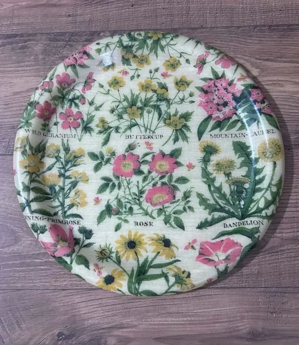 Vintage Artmor Cumberland Botanical Wildflower Decorative Serving Tray